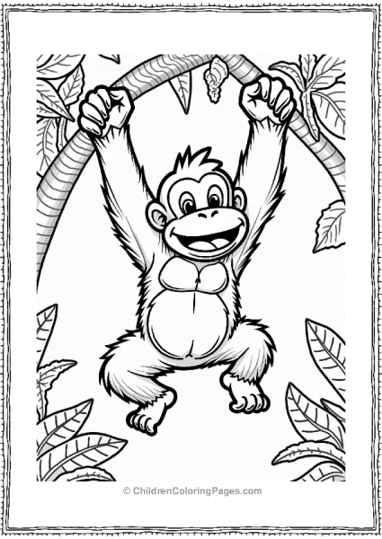 Donkey Kong Swinging From A Vine Free PDF Printable