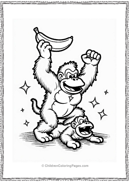 Donkey Kongs Victory With Golden Banana Free PDF Printable