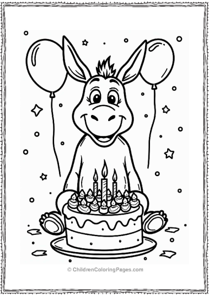 Shrek Donkey With Birthday Cake Free PDF Printable