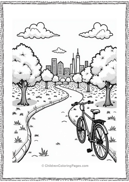 Earth Theme Bicycle Path In A Park Free PDF Printable