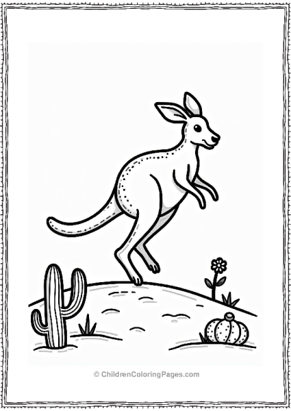 Earth Theme Bouncing Kangaroo In The Desert Free PDF Printable