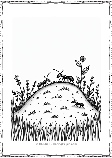 Earth Theme Busy Ant Hill Illustration Free PDF Printable