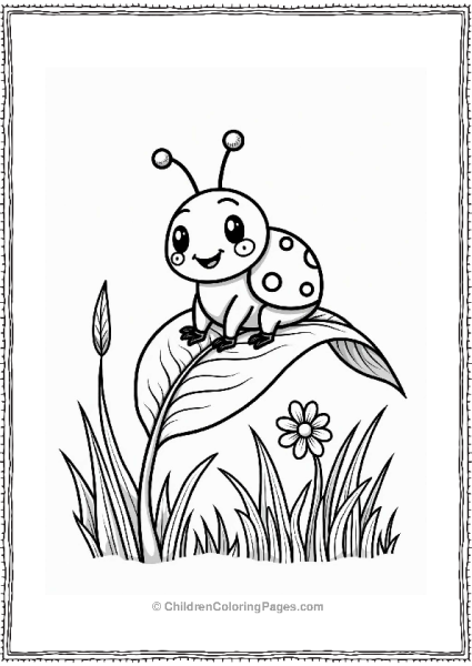 Earth Theme Cheerful Ladybug On A Leaf Free PDF Printable