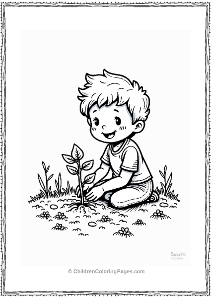 Earth Theme Child Planting A Tree Free PDF Printable