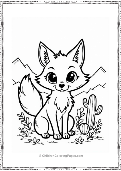 Earth Theme Desert Fox Peeking In The Landscape Free PDF Printable