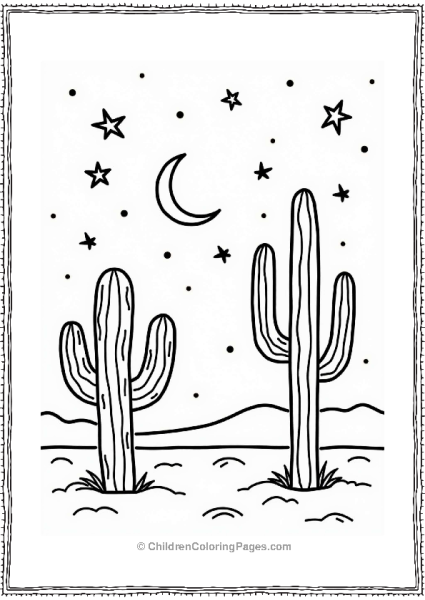 Earth Theme Desert Scene Under A Starry Sky Free PDF Printable