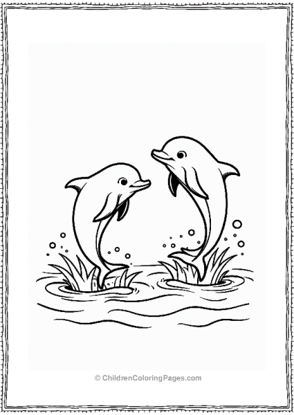 Earth Theme Dolphin Duo Leaping In Water Free PDF Printable
