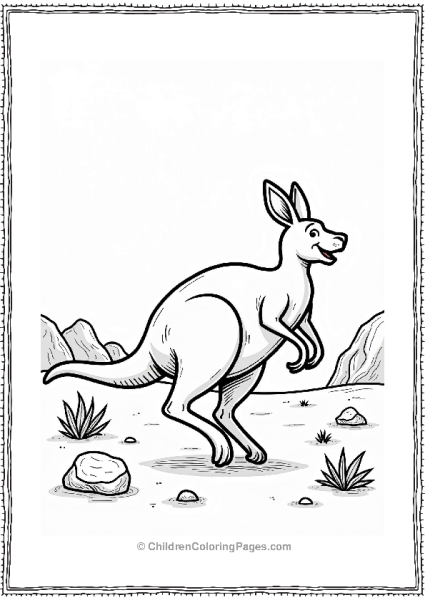 Earth Theme Frolicking Kangaroo In The Outback Free PDF Printable