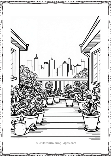 Earth Theme Garden Terrace With Flowers Free PDF Printable