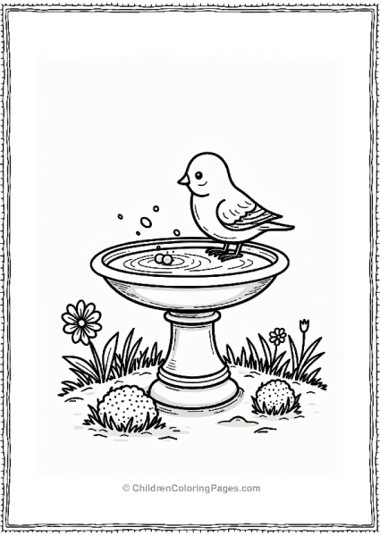 Earth Theme Gentle Bird Bath With Happy Bird Free PDF Printable