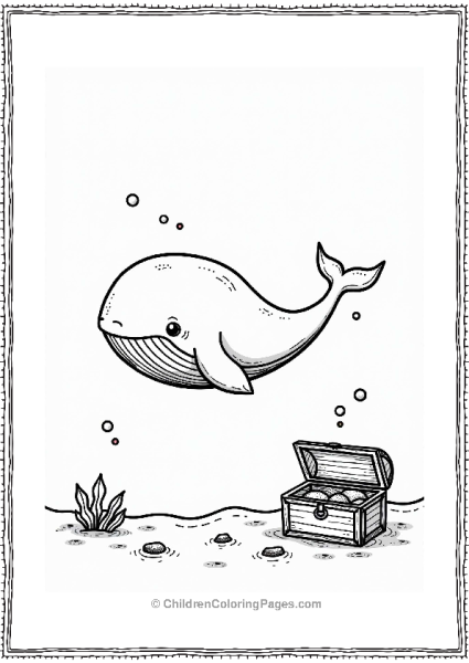 Earth Theme Gentle Whale Swimming In The Ocean Free PDF Printable