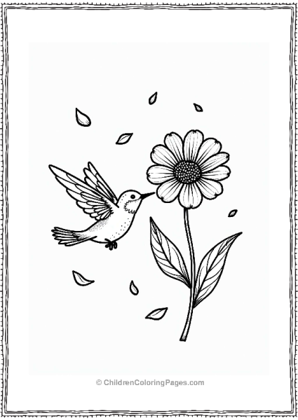 Earth Theme Joyful Hummingbird Near A Flower Free PDF Printable