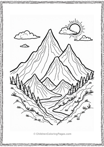 Earth Theme Majestic Mountain Range Under A Bright Sun Free PDF Printable
