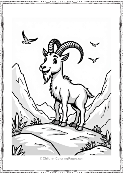 Earth Theme Mountain Goat Adventure On A Rocky Ledge Free PDF Printable