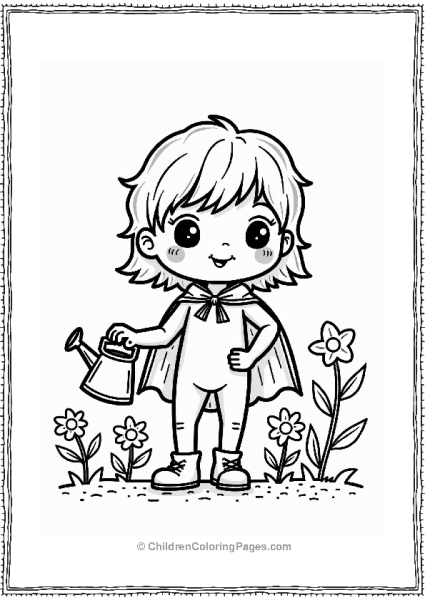 Earth Theme Nature Protector Character With Flowers Free PDF Printable