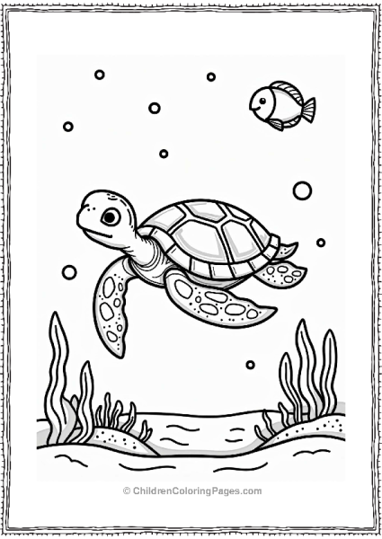 Earth Theme Playful Sea Turtle In The Ocean Free PDF Printable