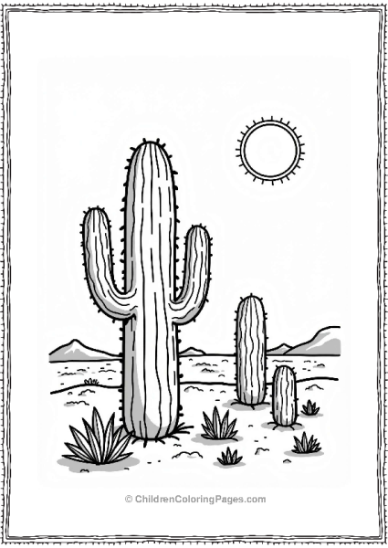 Earth Theme Saguaro Cactus In The Desert Free PDF Printable