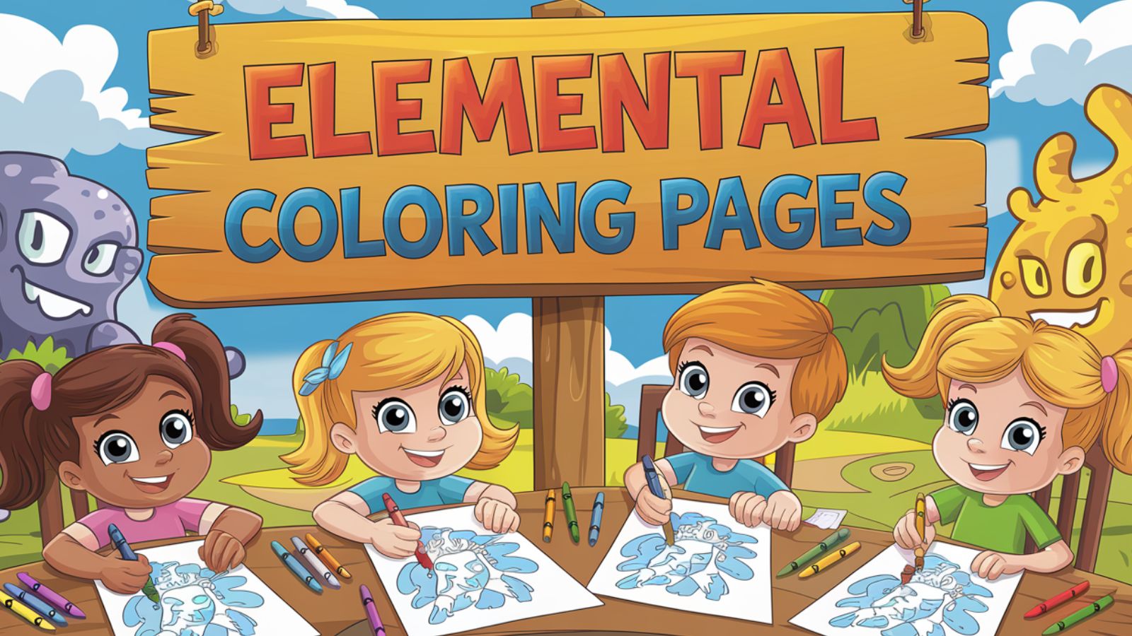 Elemental Coloring Pages – Free PDF Printables 🔥💧🌱💨