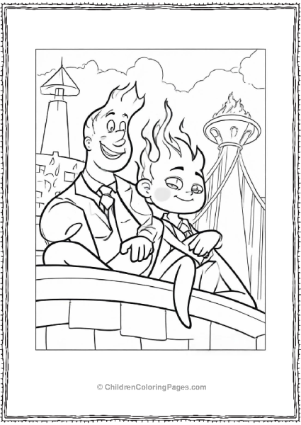 Elemntal Wade And Ember On A Bridge Free PDF Printable