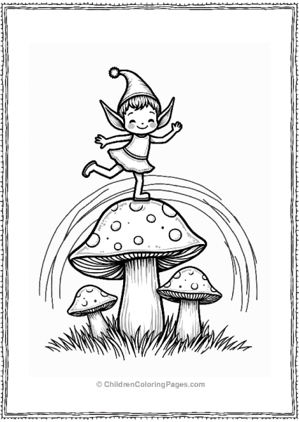 Elf Dancing On Button Mushroom Free PDF Printable