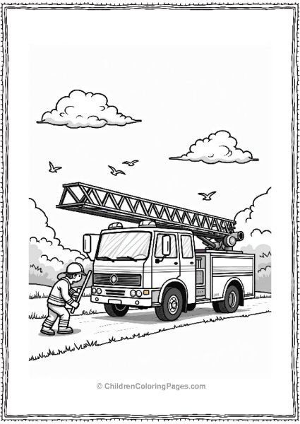Fire Truck And Child Rescue Free PDF Printable