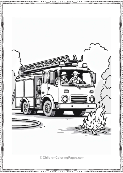 Fire Truck And Firefighter In Action Free PDF Printable