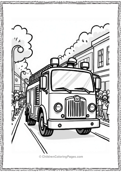 Fire Truck At A Parade Free PDF Printable