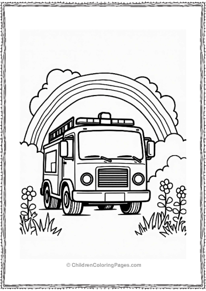 Fire Truck At The End Of A Rainbow Free PDF Printable