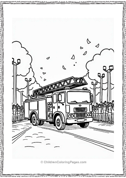 Fire Truck In Community Parade Free PDF Printable