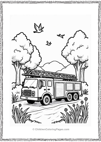 Fire Truck In Nature Free PDF Printable