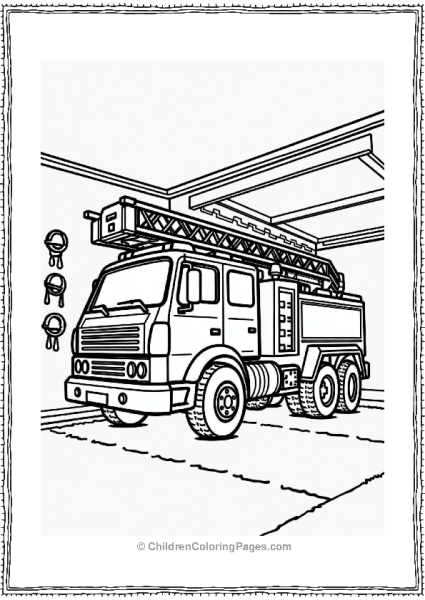 Fire Truck In The Garage Free PDF Printable