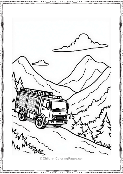 Fire Truck On A Mountain Free PDF Printable