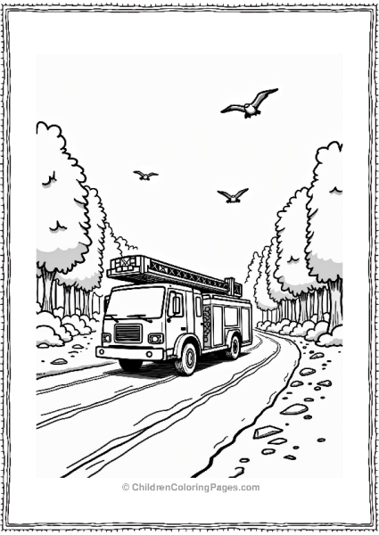 Fire Truck On A Rescue Mission Free PDF Printable