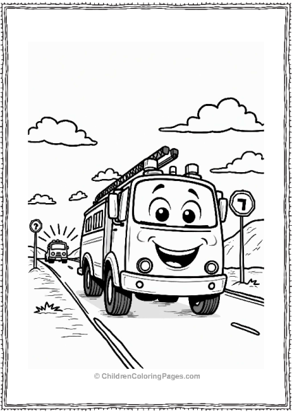 Fire Truck On The Move Free PDF Printable