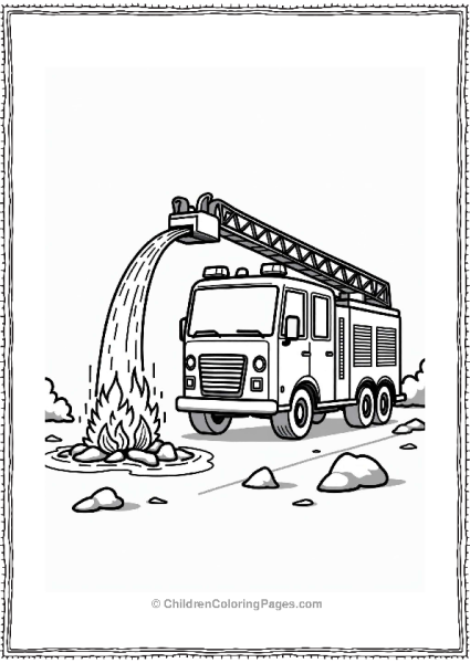 Fire Truck Spraying Water On Fire Free PDF Printable