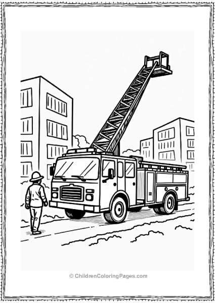 Fire Truck With Extended Ladder Free PDF Printable