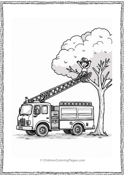 Fire Truck With Ladder And Girl Free PDF Printable
