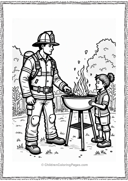 Firefighter At Community BBQ Free PDF Printable