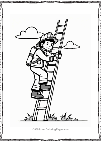Firefighter Climbing A Ladder Free PDF Printable
