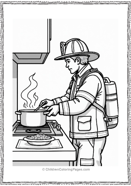 Firefighter Cooking In The Kitchen Free PDF Printable