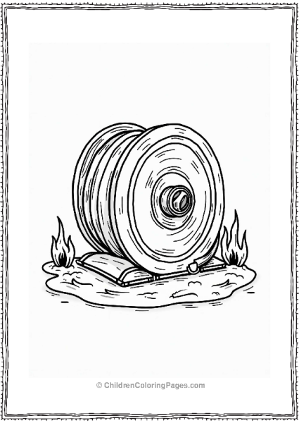 Firefighter Fire Hose Reel With Flames Free PDF Printable
