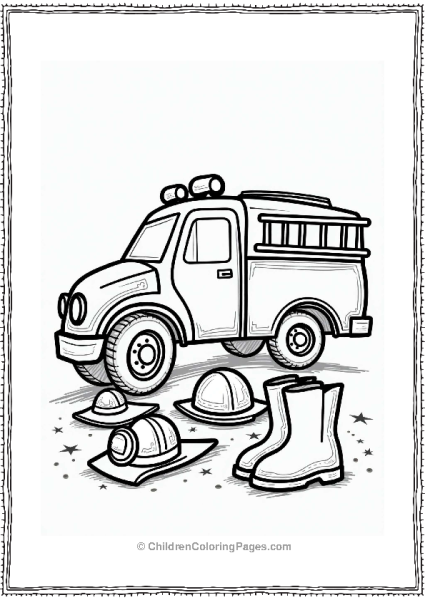 Firefighter Gear With Fire Truck Free PDF Printable