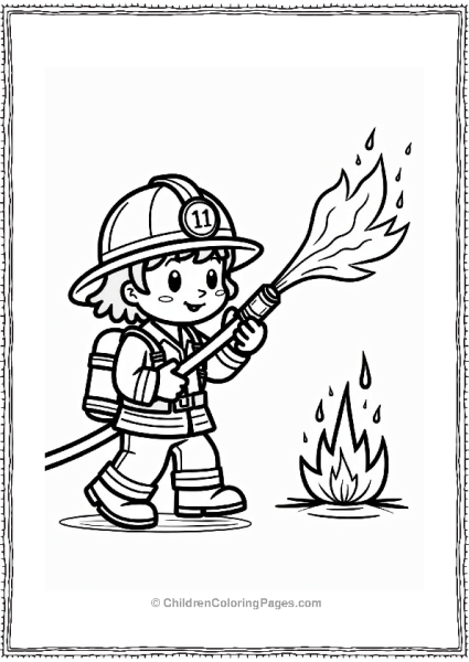 Firefighter In Action Against Flames Free PDF Printable
