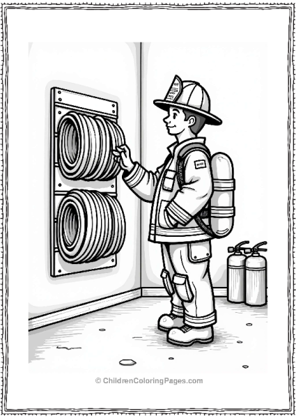 Firefighter Inspecting Equipment Free PDF Printable