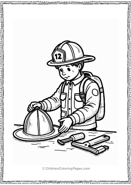 Firefighter Inspecting Gear Free PDF Printable