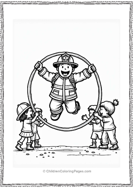 Firefighter Jumping Through Hoops Free PDF Printable