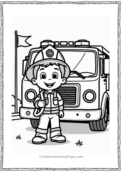 Firefighter Next To Fire Truck 1 Free PDF Printable