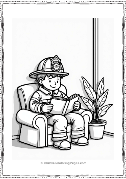 Firefighter Reading In The Lounge Free PDF Printable