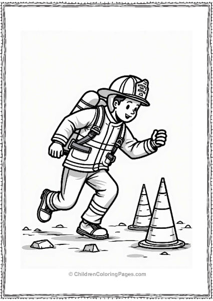 Firefighter Running An Obstacle Course Free PDF Printable