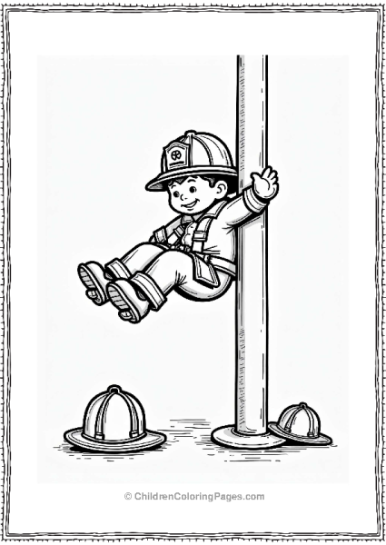 Firefighter Sliding Down The Pole Free PDF Printable